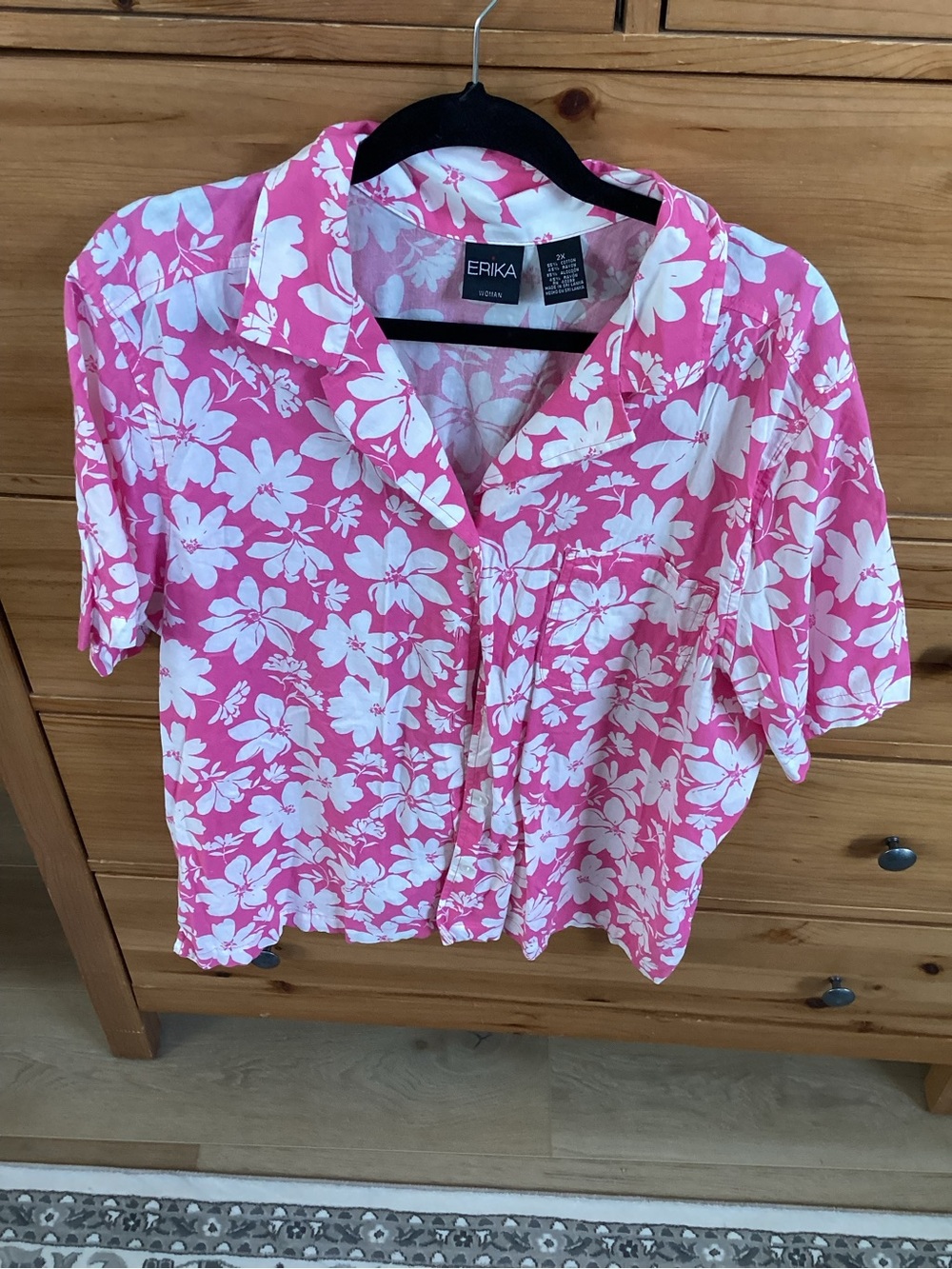 Erika Pink and White Floral Camp Collar Button-Down